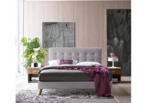 4ft6 Double Novara Light Grey Fabric Upholstered Bed Frame 1